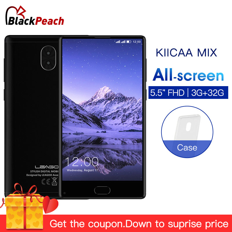 LEAGOO KIICAA MIX 5.5" FHD Full Screen Mobile Phone Android 7.0 MTK6750T Octa Core 3GB 32GB Dual Cameras Fingerprint Smartphone