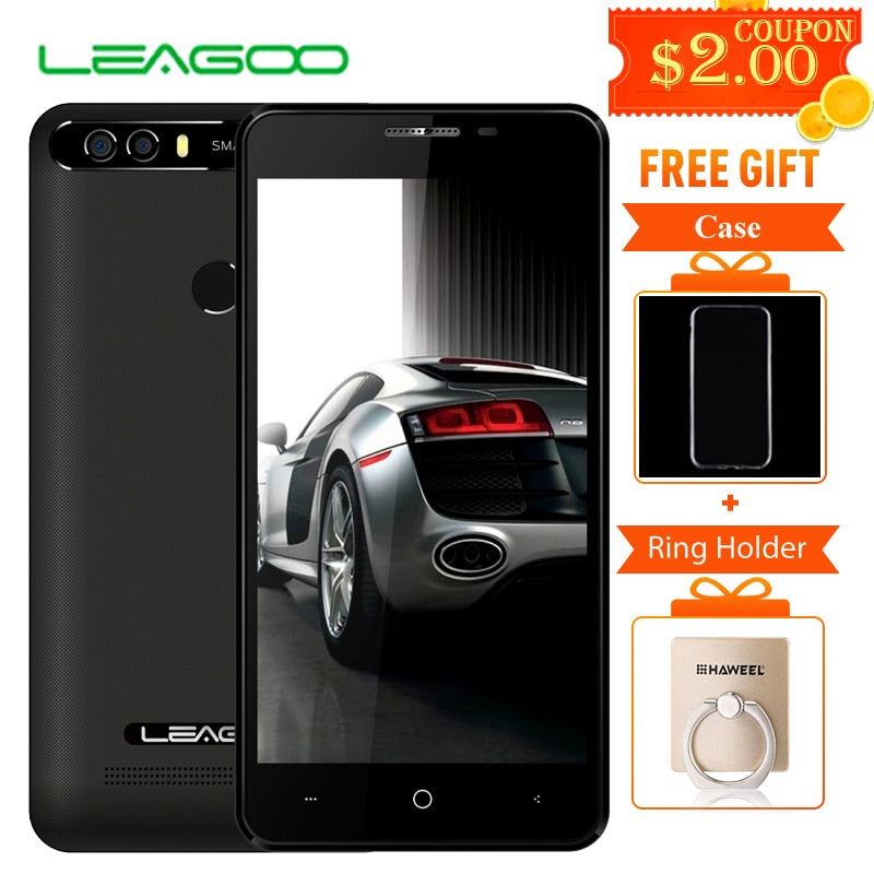 LEAGOO KIICAA POWER Smartphone Android 7.0 Dual Camera Mobile Phone 4000mAh 5.0 Inch MT6580A Quad Core 2GB RAM 16GB Fingerprint