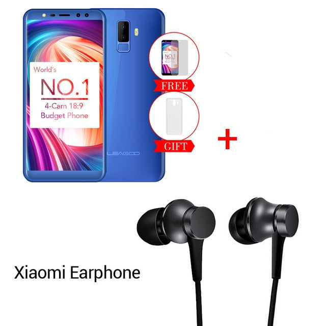 Leagoo M9 18:9 Full Screen Four-Cams Android 7.0 MT6580A 5.5" Quad Core 2GB RAM 16GB ROM 8.0MP Fingerprint 3G WCDMA Mobile Phone