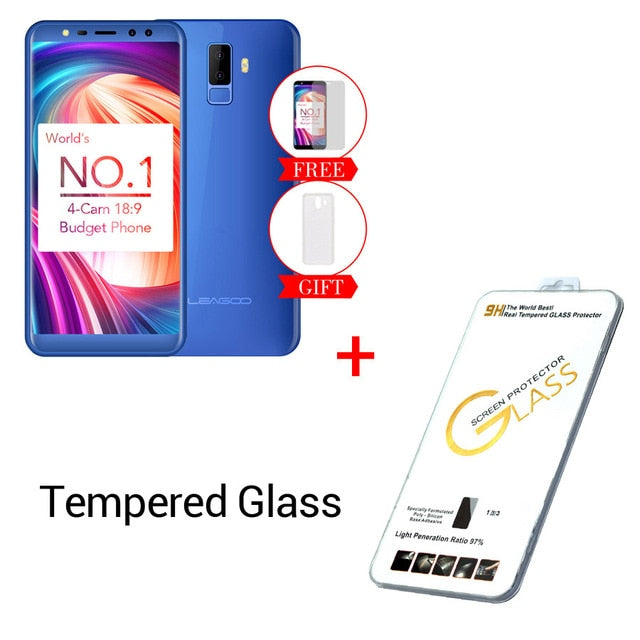 Leagoo M9 18:9 Full Screen Four-Cams Android 7.0 MT6580A 5.5" Quad Core 2GB RAM 16GB ROM 8.0MP Fingerprint 3G WCDMA Mobile Phone