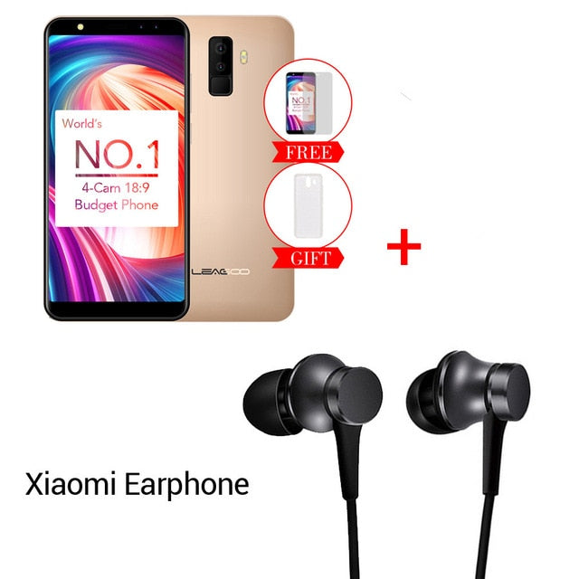 Leagoo M9 18:9 Full Screen Four-Cams Android 7.0 MT6580A 5.5" Quad Core 2GB RAM 16GB ROM 8.0MP Fingerprint 3G WCDMA Mobile Phone