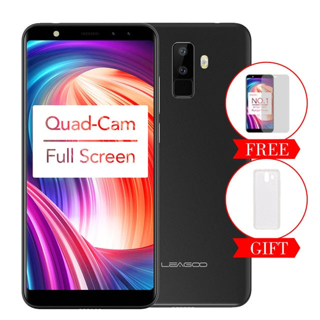 Leagoo M9 18:9 Full Screen Four-Cams Android 7.0 MT6580A 5.5" Quad Core 2GB RAM 16GB ROM 8.0MP Fingerprint 3G WCDMA Mobile Phone