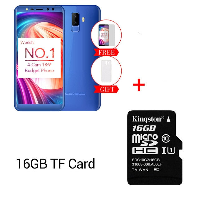 Leagoo M9 18:9 Full Screen Four-Cams Android 7.0 MT6580A 5.5" Quad Core 2GB RAM 16GB ROM 8.0MP Fingerprint 3G WCDMA Mobile Phone