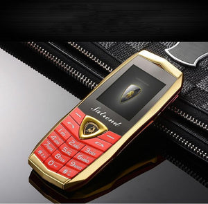 Luxury Metal Body A18 Vibration Car Logo Dual Sim Cards Mp3 Mp4 Mobile Cell Phones With Free Leather Case H-mobile