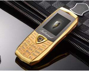 Luxury Metal Body A18 Vibration Car Logo Dual Sim Cards Mp3 Mp4 Mobile Cell Phones With Free Leather Case H-mobile