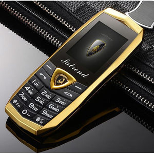 Luxury Metal Body A18 Vibration Car Logo Dual Sim Cards Mp3 Mp4 Mobile Cell Phones With Free Leather Case H-mobile