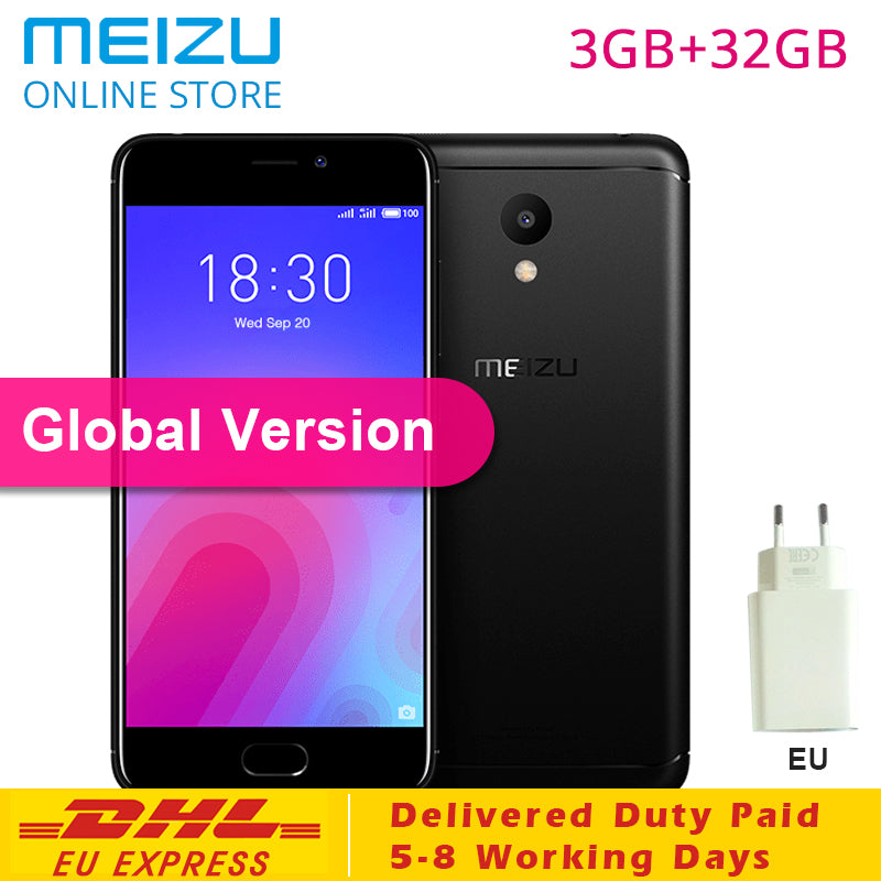 Meizu M6 3GB 32GB Global Version Mobile Phone MTK 6750 Octa Core 5.2" Screen 13MP Rear Camera 3070mAh MEILAN 6 EU Charger CE M 6