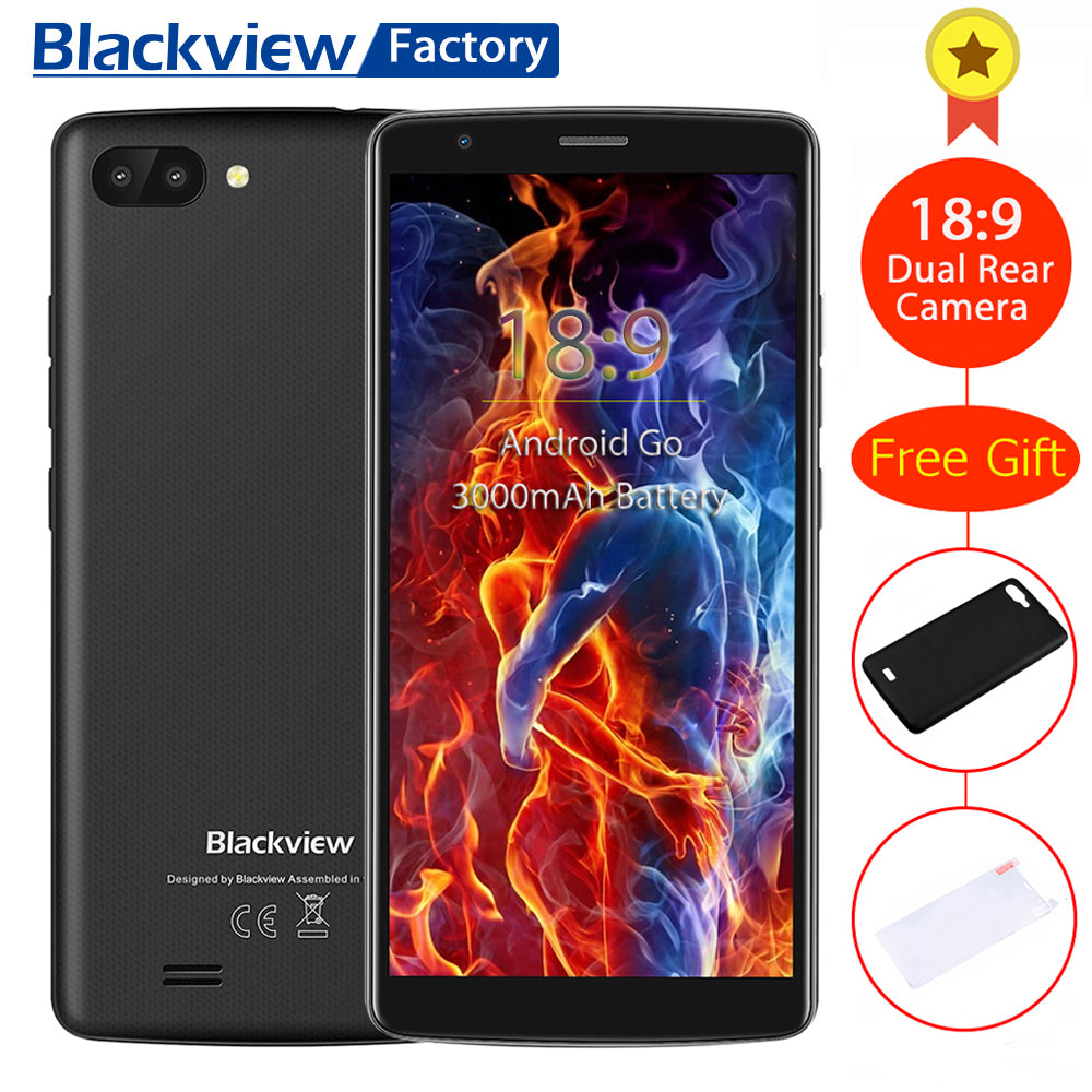 NEW BLACKVIEW A20 Android GO smartphone Dual Rear Camera Quad core 5.5"18:9 Cell phone 3000mAh GPS 3G Low price mobile phone