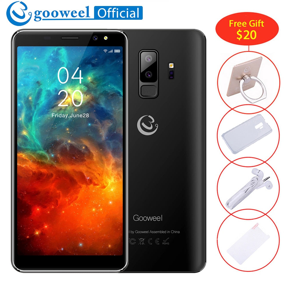 NEW Gooweel S9 Smartphone 5.72 inch 18:9 Screen MTK6580 Quad core Face ID mobile phone Dual Rear Camera unlocked 3G Cell phone