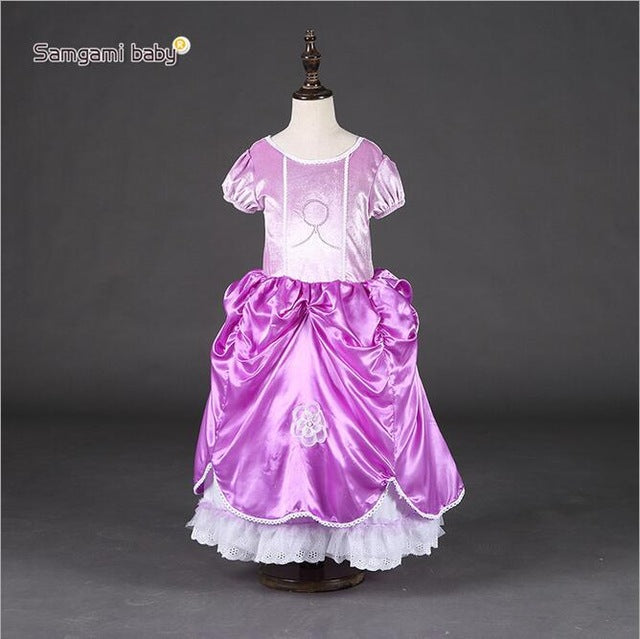 New Year Clothes For Girls baby girl dress sofia princess Dressess purple Fluffy dress big petals princess Sophia