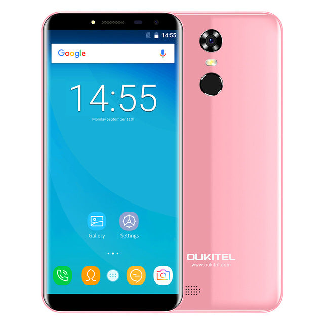 OUKITEL C8 5.5" 18:9 Infinity Dispaly Curved 3G Mobile Phone Android 7.0 Quad Core 2GB+16GB Fingerprint 8MP 3000mAh Smartphone