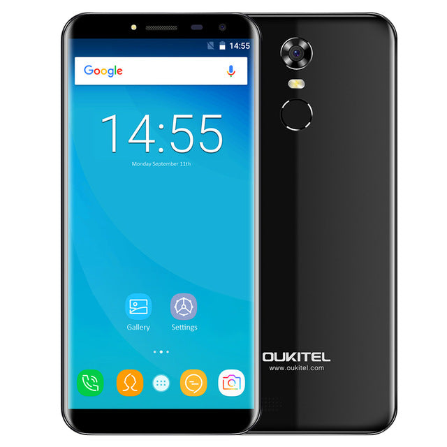 OUKITEL C8 5.5" 18:9 Infinity Dispaly Curved 3G Mobile Phone Android 7.0 Quad Core 2GB+16GB Fingerprint 8MP 3000mAh Smartphone