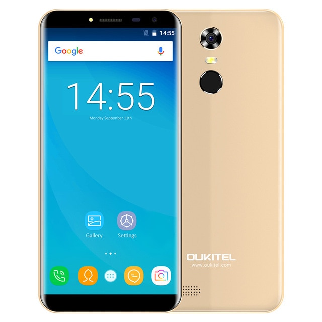 OUKITEL C8 5.5" 18:9 Infinity Dispaly Curved 3G Mobile Phone Android 7.0 Quad Core 2GB+16GB Fingerprint 8MP 3000mAh Smartphone