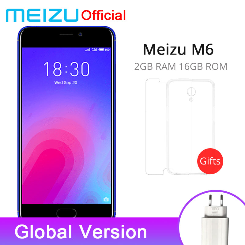 Official Original Meizu M6 2GB 16GB  Global Version Mobile Phone Octa Core 5.2 inch 13.0MP Rear Camera 3070mAh  Fingerprint ID