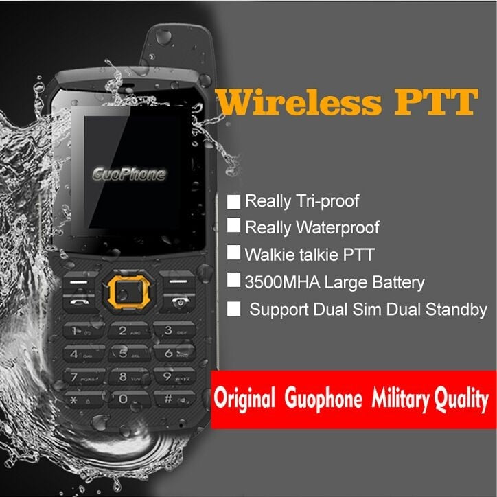 Original Guophone V1 IP67 Waterproof Mobile Phone Dual Sim Flashlight Talkie PTT MP3 Radio Cell Phone