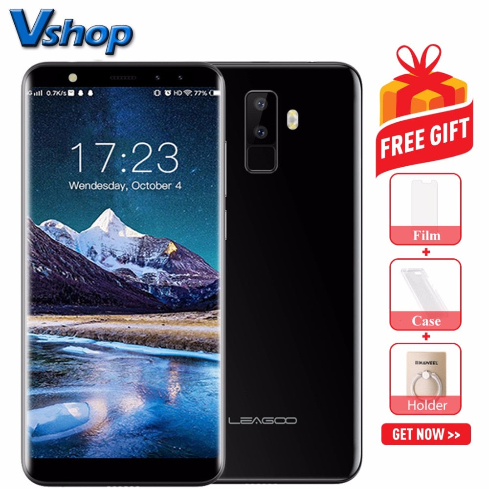 Original LEAGOO M9 3G Mobile Phones Android 7.0 2GB RAM 16GB ROM Quad Core Smartphone Four Cameras Dual SIM 5.5 inch Cell Phone