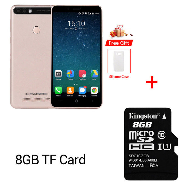 Original Leagoo Kiicaa Power 4000mAh Mobile Phone 5.0'' HD MT6580A Quad Core Android 7.0 2GB RAM 16GB ROM 8.0MP Dual Back Camera
