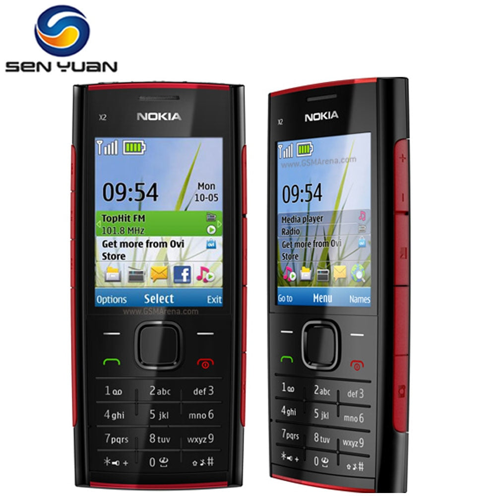 Original Nokia X2-00 unlocked mobile phone 5.0MP Camera Bluetooth FM MP3 MP4 player x2 cheap cell phone