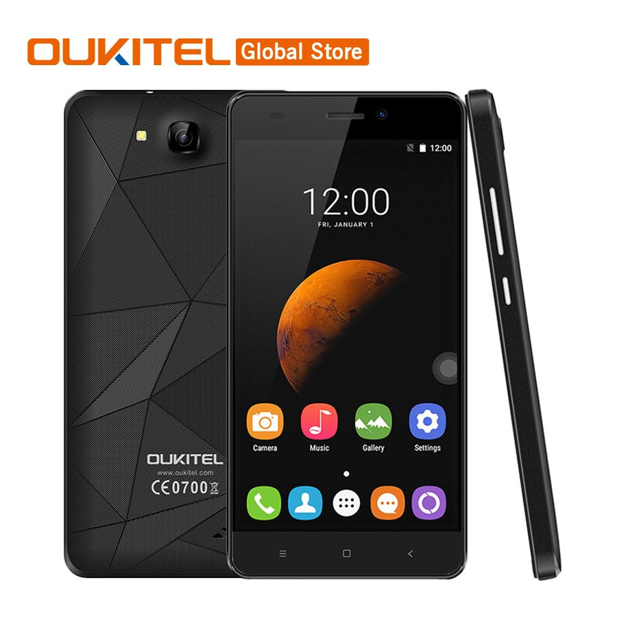 Original Oukitel C3 5.0inch 1280x720 Android 6.0 MT6580 Quad Core 1.3GHz 5.0MP 1G RAM 8G ROM 2000Mah Dual SIM Mobile Phone