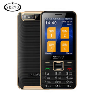 Original Servo V8100 2.8 inch Mobile Phone 4 SIM cards cell phones Bluetooth Flashlight MP3 GPRS Russian Language keyboard