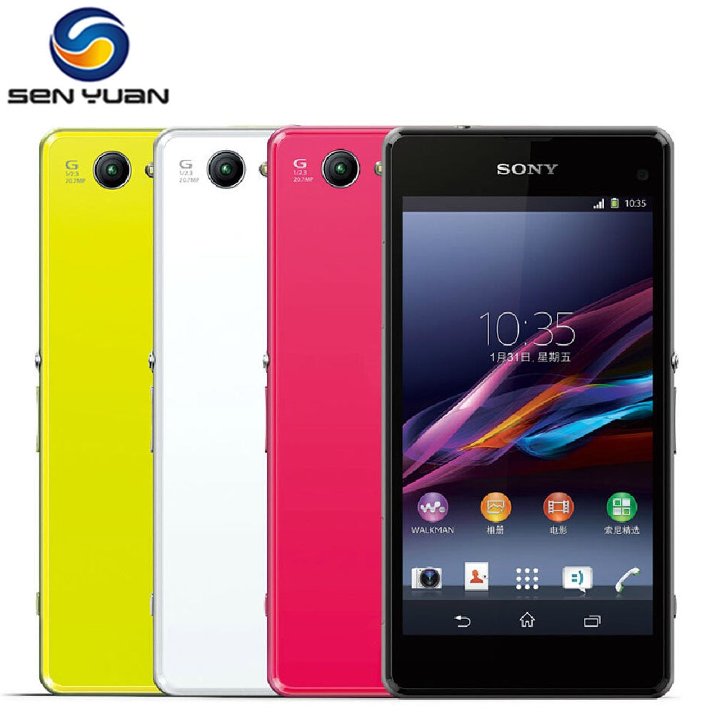 Original Sony Xperia Z1 Compact D5503 Unlocked 3G/4G Android Quad-Core 2GB RAM 4.3" 20.7MP WIFI GPS 16GB Storage Mobile phone