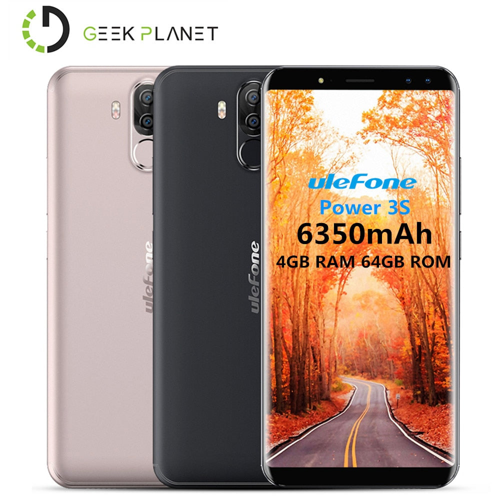 Original Ulefone Power 3S 6.0 inch 18:9 Screen MTK6763 Octa 6380mAh 4GB 64GB Face Unlock Four Camera Android 7.1 Mobile phone