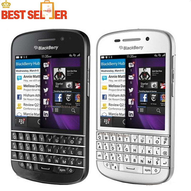 Original Unlocked Blackberry Q10 Mobile Phone 3G 4G Network 8.0MP Dual-core 1.5 GHz 2G RAM 16G ROM QWERTY Keyboard Free Shipping