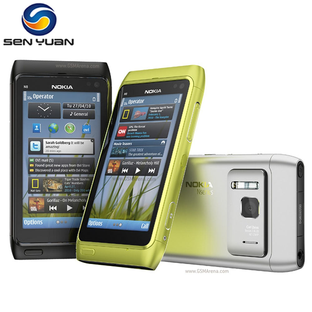 Original Unlocked Nokia N8 Mobile Phone 3G WIFI GPS 12MP Camera 3.5" Screen 16GB Storage cheap phone