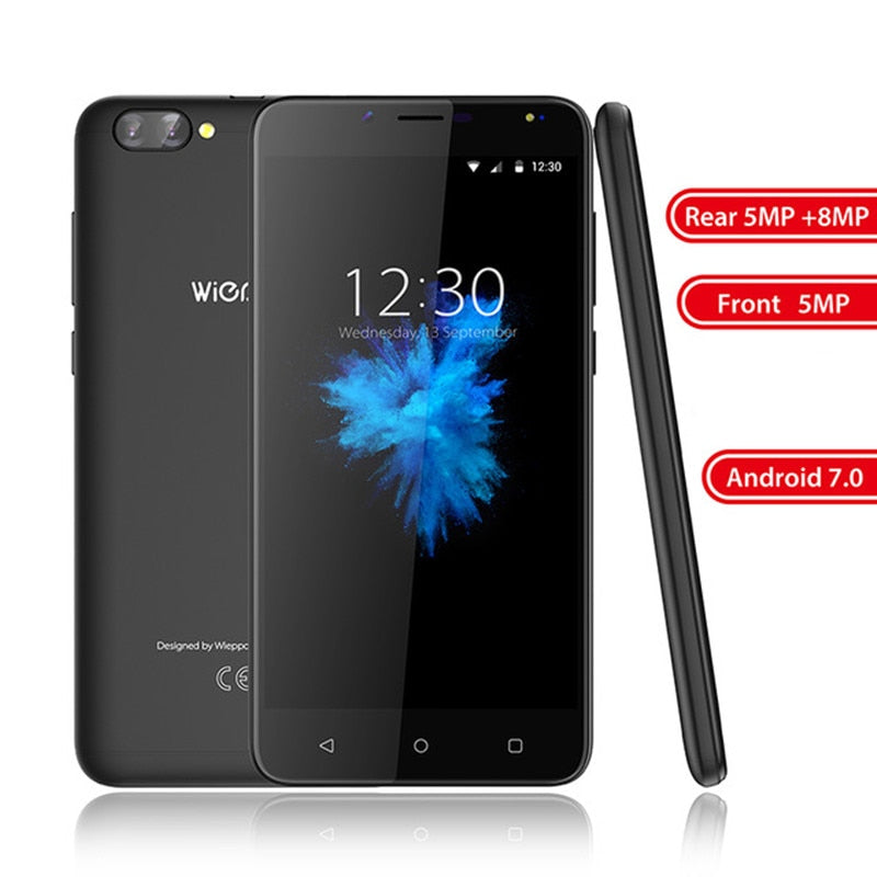 Original Wieppo S6 Lite ROM 8G Quad Core 1280*720P Mobile Phone Font Rear 8MP Camera MTK6737 5.5'' OTG Android 7.0 Cellphone