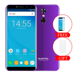 Oukitel C8 5.5"HD 18:9 Infinity Display Android 7.0 2GB RAM 16GB ROM MTK6580A Quad Core Fingerprint 13MP 3000mAh Mobile Phone