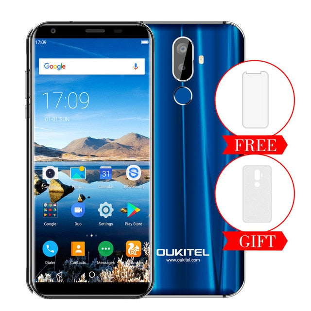 Oukitel K5 18:9 Display 5.7''HD Android 7.0 2GB RAM 16GB ROM MTK6737T Quad Core 13MP 3 Cameras 4000mAh Fingerprint Mobile Phone