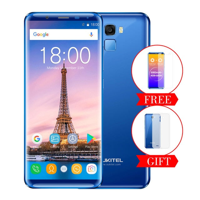 Oukitel K5000 18:9 Infinity Display 4G RAM 64G ROM MT6750V Octa Core 5.7'' 5000mAh Fast Charge Fingerprint 4G LTE Mobile Phone