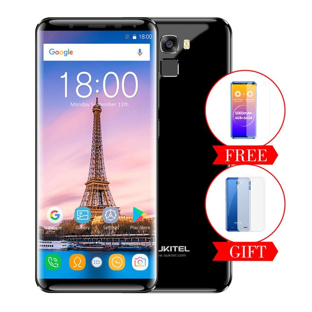 Oukitel K5000 18:9 Infinity Display 4G RAM 64G ROM MT6750V Octa Core 5.7'' 5000mAh Fast Charge Fingerprint 4G LTE Mobile Phone