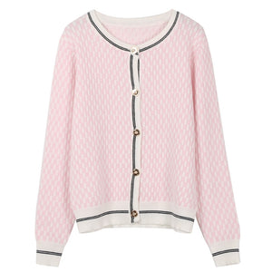 Pearl Beading Pink Winter Cardigan Female Fashion Design Elegant Quality Sweater Women Jacket Sweet Jumper Brand Runway Casual