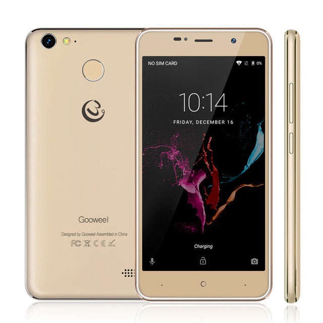 Smartphone 4G Original Gooweel M15 Fingerprint MTK6737 Quad core 64bit 5.0 inch IPS Android 6.0 mobile phone 2GB 16GB Cell phone