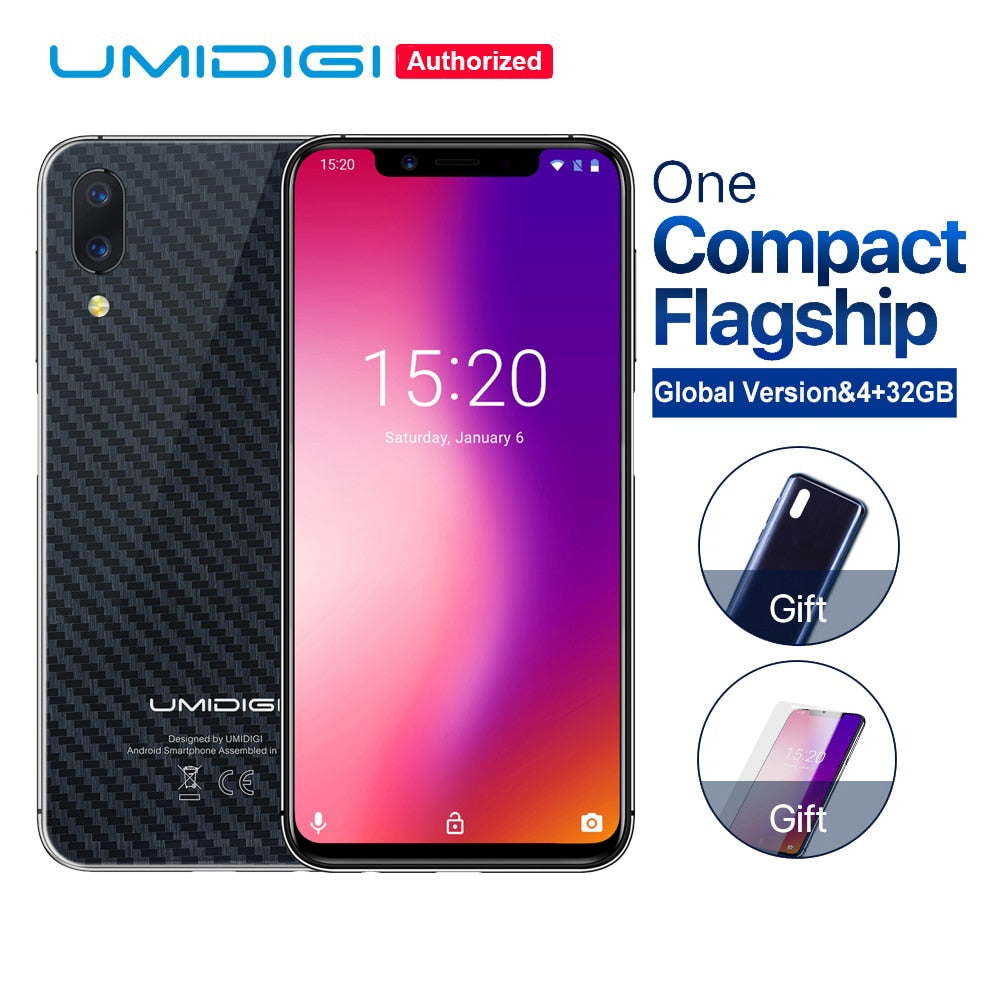 UMIDIGI One Global version 5.9"fullsurface mobile phone 4GB 32GB P23 Octa Core Android 8.1 smartphone 12MP Face ID Dual 4G phone