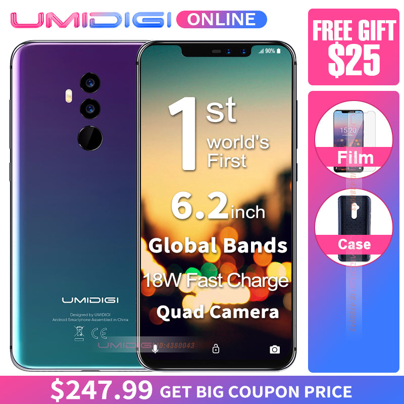 UMIDIGI Z2 Global Version 6.2" Full Screen smartphone Android 8.1 6GB RAM Octa Core 16MP Quad Camera 4G LTE Mobile Phone