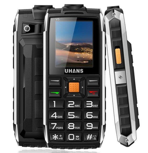 Uhans V5 Daily Waterproof shockproof phone Power bank Dual sim GSM cellphone 2500Mah Big box speaker Led Flashlight Mobile phone