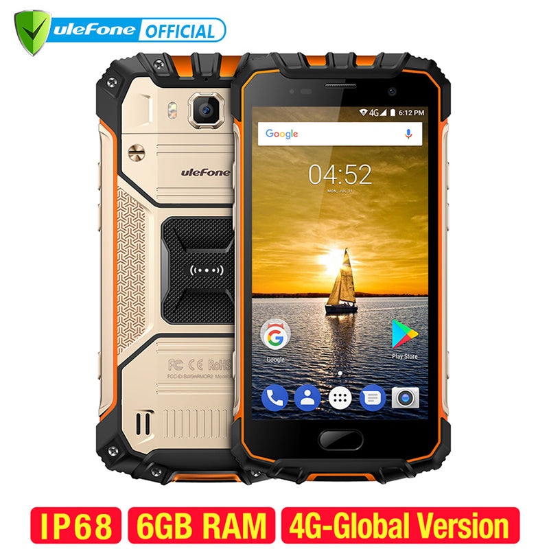 Ulefone Armor 2 IP68 Waterproof Mobile Phone Android 7.0 5.0" FHD MTK6757 Octa Core 6GB+64GB 16MP Global Version 4G Smartphone