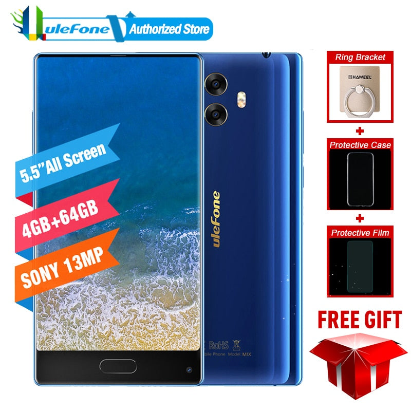 Ulefone Mix 4G Mobile Phone 5.5 inch MTK6750T Octa Core Android 7.0 4GB RAM 64GB ROM Fingerprint 13MP Dual Camera Smartphone