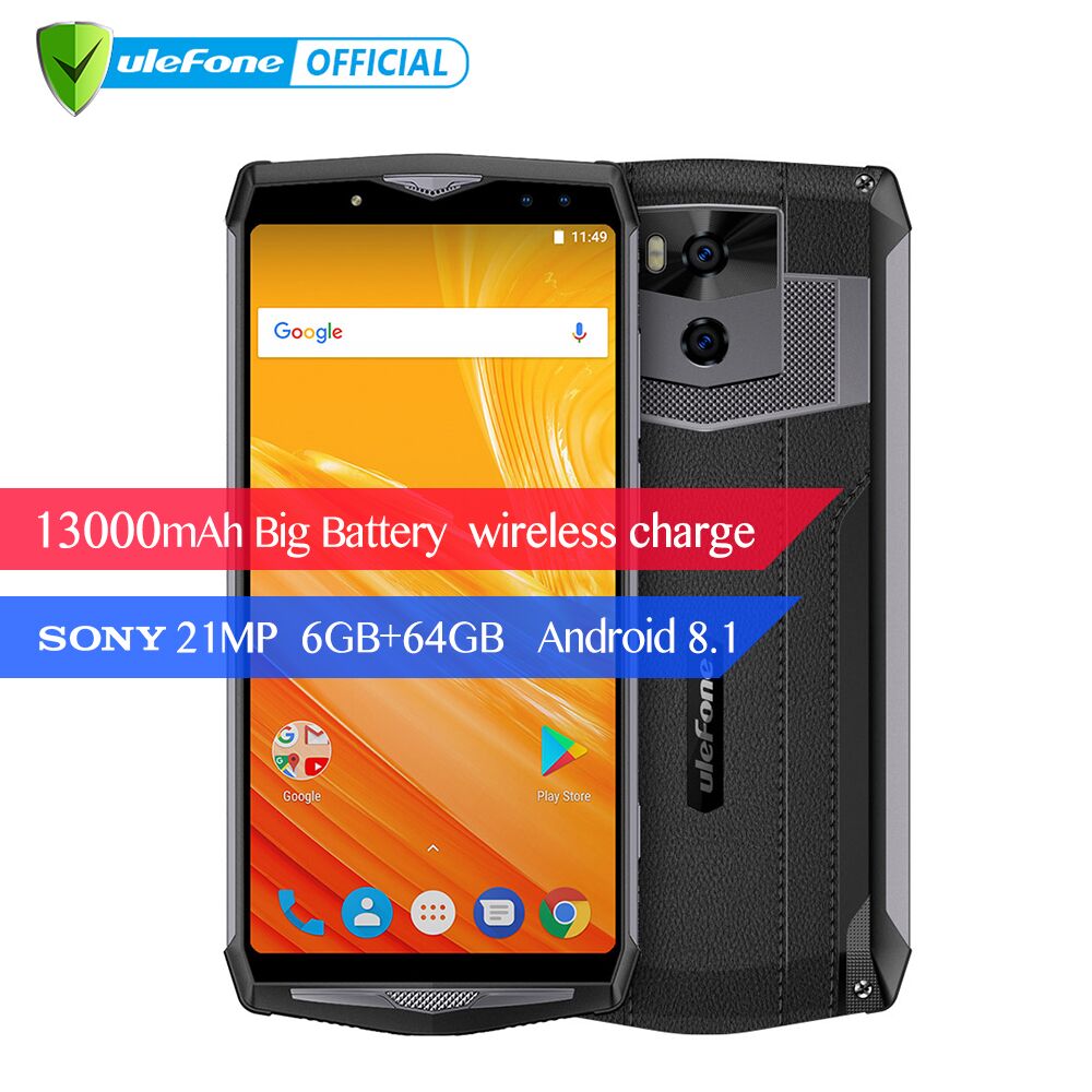 Ulefone Power 5 Mobile Phone Android 8.1 13000mAh 6.0" FHD MTK6763 Octa Core 6GB+64GB 21MP Wireless charge Face ID 4G Smartphone