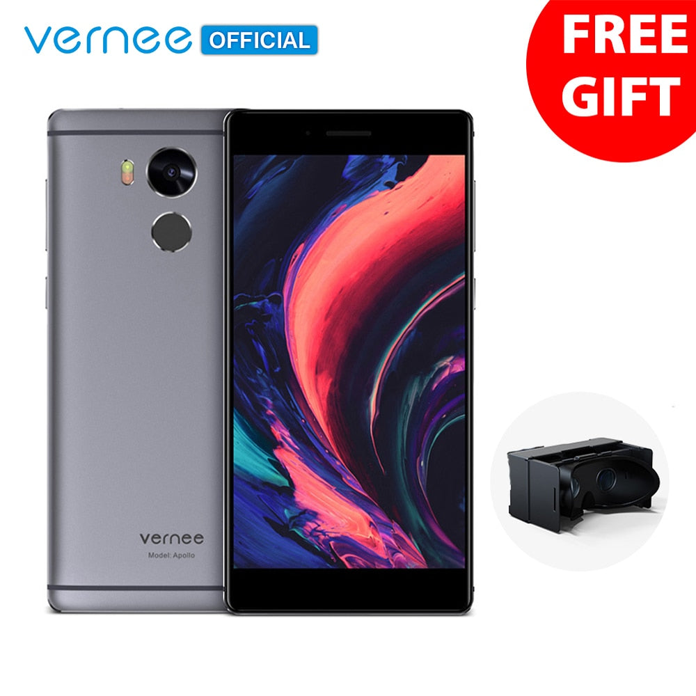 Vernee Apollo Smartphone Helio X25 Deca-Core 5.5" 2K Display 4G RAM 64G ROM 21.0MP Cell phones 4G Lte VR Android6.0 Mobile Phone
