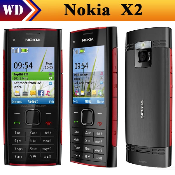 X2 Original Nokia X2-00 Bluetooth FM JAVA 5MP Unlocked Mobile Phone Free Shipping In STOCK