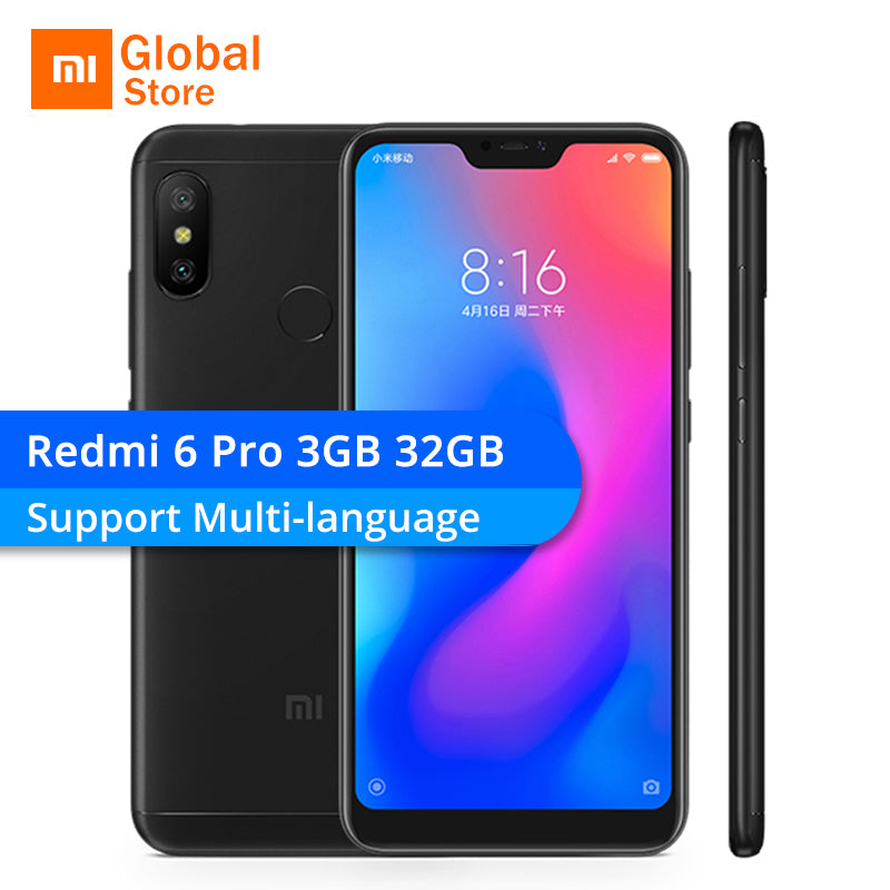 Xiaomi Redmi 6 Pro 3GB RAM 32GB ROM Mobile Phone Snapdragon 625 Octa Core 5.84" 19:9 Full Screen 12MP+5MP 4000mAh