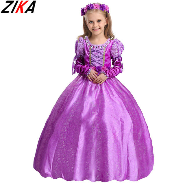 ZIKA Princess Dress Nylon+Cotton 2017 Choldren Clothes Rapunzel Sophia Kids Cosplay Costume Masquerade Ball Gowns For Kid 3-12Y