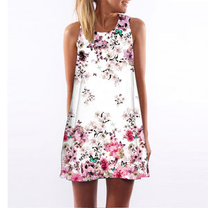 BHflutter Chiffon Dress 2018 New Style Lady Short Dress Sleeveless Summer Dress Casual Floral Print Women Dresses Vestidos