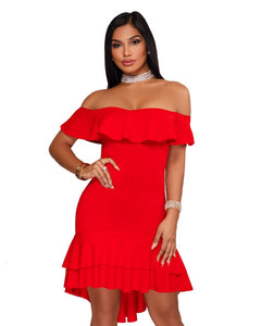 NEW Off Shoulder Ruffle Bodycon Dress Women Blue Midi Dress Long Sleeve Midi Dress Womens Autumn Dresses Sexy Party Burgundy