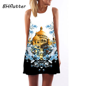 BHflutter Chiffon Dress 2018 New Style Lady Short Dress Sleeveless Summer Dress Casual Floral Print Women Dresses Vestidos