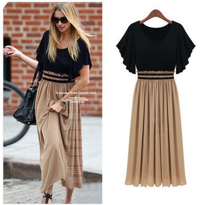 2016 Spring Summer New Women Fashion Chiffon Pleated Dress Sexy Slim Casual Dresses